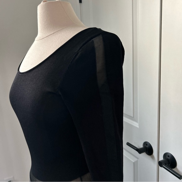 SANDRO Paris EU 36 US 4 Black Maxi Dress Sheer Godet Skirt Fit Flare Open Back - Picture 3 of 10